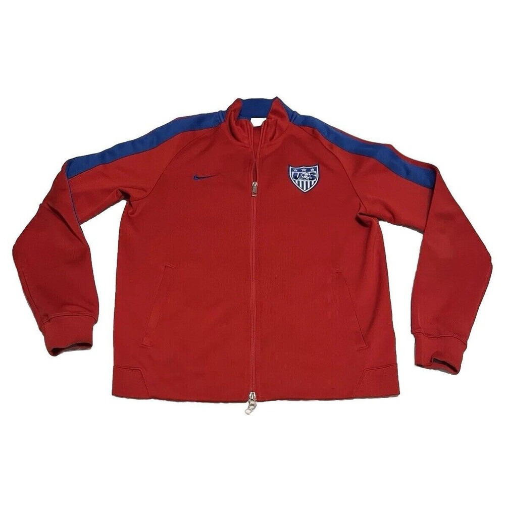 Nike USA Soccer Jacket Mens Size Medium Red Blue Full Zip Sweatshirt Coat